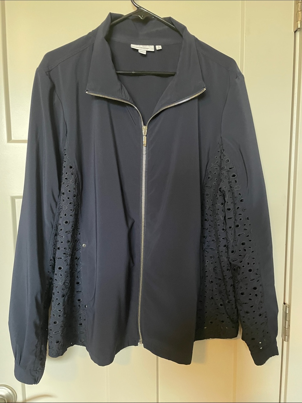 Chico’s Navy Eyelet Jacket